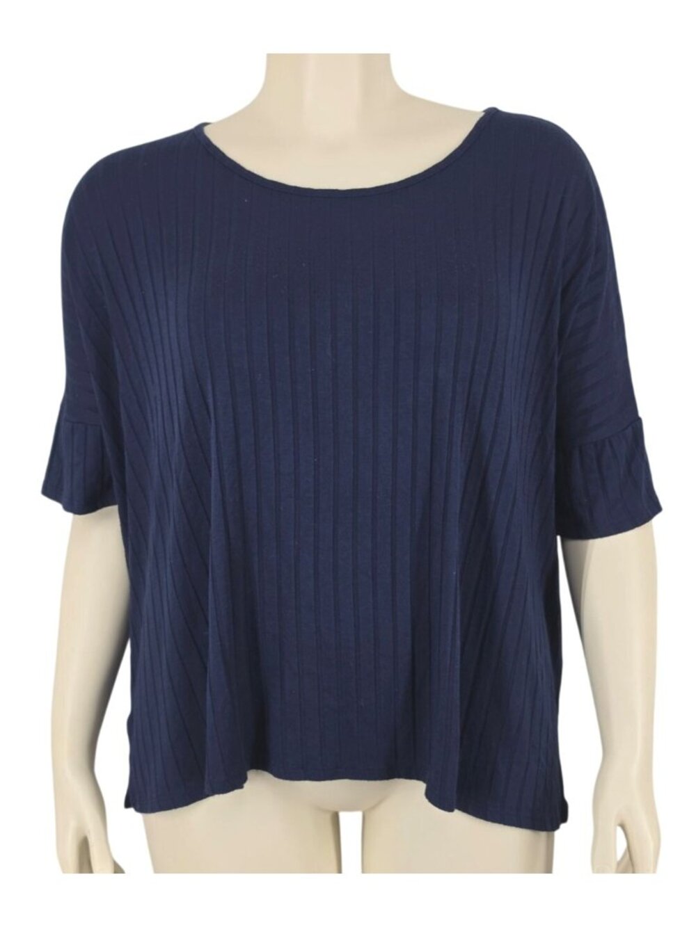 Women's Rokoko by Dazz Navy Blue Striped Oversized Shirt Blouse Small Flowy Top